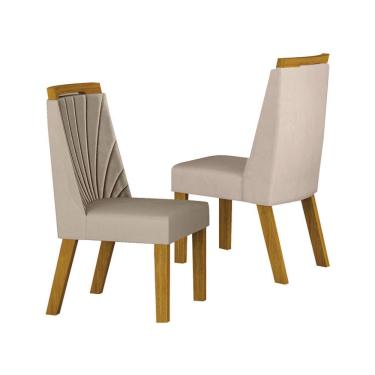 Imagem de Conjunto com 2 Cadeiras Liz Camurça Bege e Freijó