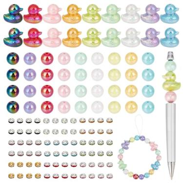 Imagem de PH PandaHall Kit de contas focais de resina com 9 cores, 126 peças, contas de pato coloridas, contas focais de animais para canetas com contas, faça você mesmo, joias, brincos, pulseiras, colares