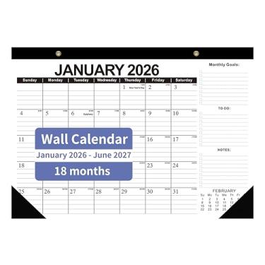 Imagem de Calendário de mesa 2026-2027, 18 meses - 43 cm × 29 cm, calendário de mesa de janeiro de 2026 a junho de 2027, ideal para escritórios escolares e organização de mesa em casa