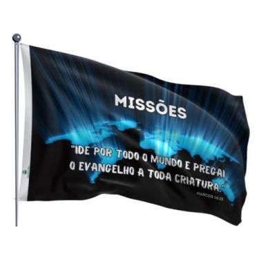 Imagem de Bandeira Nações Missões Mundo Iluminado Uma Face Estampada Tamanho 70x
