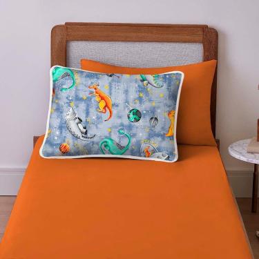 Imagem de Jogo De Lençol Alegria Solteiro 2 Peças Infantil Estampado Malha 100% Algodão - Dino Space