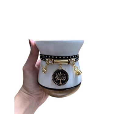 Imagem de Taças de Vinho, Copos, Jarros de, Conjuntos de Mate: Bule de Madeira Colorido + Pulseira(Branca bicolor + Árv. da vida)