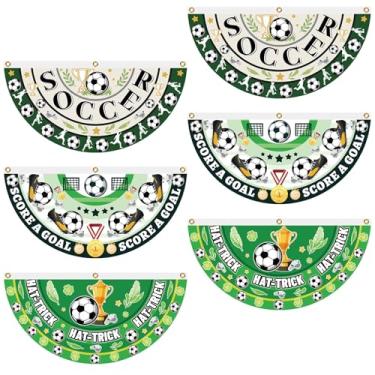 Imagem de 6un Conjunto de Banners Futebol, 90x45cm 3 Estilos Decoração Jardim Tema de Futebol Banner Semicircular para Festa Temática Esportiva Decoração Quintal Interno e Externo