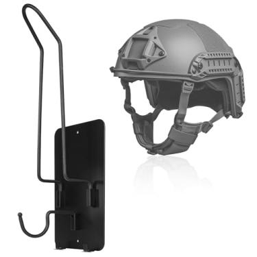 Imagem de Suporte de parede de equipamento tático | Suporte de capacete e colete estilo militar | Opções de madeira e alumínio aeroespacial | Armazenamento modular para Airsoft, treinamento, exibição de