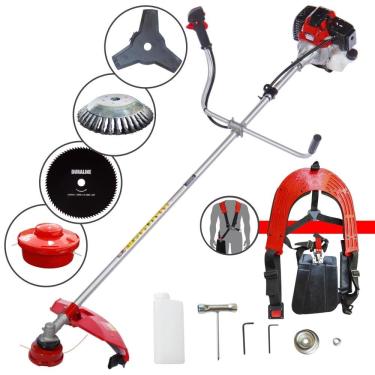 Imagem de Roçadeira Com Sistema Antivibração À Gasolina RT43L 2T 43cc 1,7HP Alta Rotação Com Carretel e Lâmina 3 Pontas + EXTRA Lâmina 80 Dentes e Escova de Aço