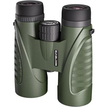 Imagem de Binóculos 12 x 42 para adultos, prisma BAK4 de alta potência, binóculos à prova d'água, binóculos leves para observação de pássaros, caça, viagens, cruzeiro de observação de estrelas (verde)