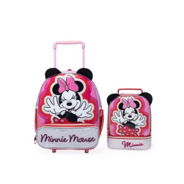 Imagem de Kit Mochila Lancheira Minnie Rodinha Infantil Resistente Escolar - Dis
