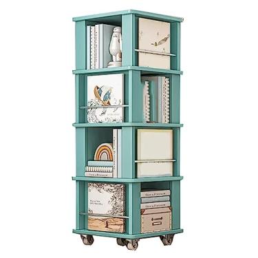 Imagem de UINGBPXT Estante de canto com rodas, estante rotativa de 360°, moderna e verde, para sala de estar, casa, estante de livros, exibição perfeita