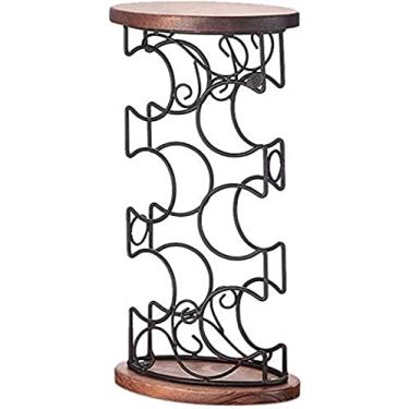 Imagem de Prateleiras de vinho de ferro e madeira, 6 garrafas, ornamentos artesanais para cozinha, sala de estar