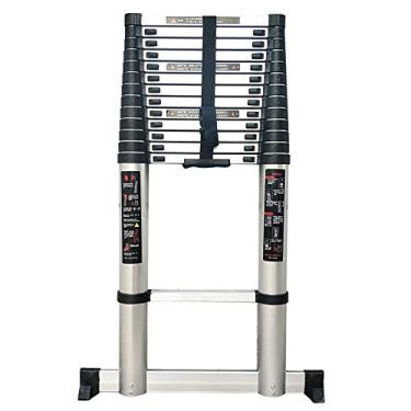 Imagem de OKUOKA Escadas, escada telescópica portátil com barra de suporte, escada dobrável de extensão de alumínio, engenharia pesada, capacidade de 150 kg