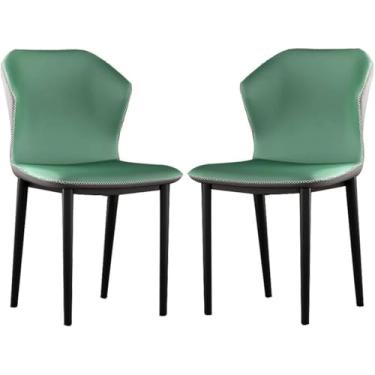 Imagem de EESCZVGBDX Conjunto de 2 Quartos Varanda Sofá Cadeira Aço Carbono Penteadeira Maquiagem Couro PU Cozinha Cadeiras de Jantar