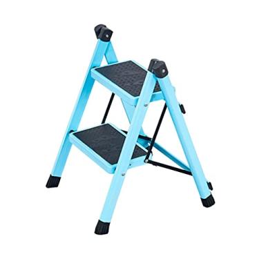 Imagem de Escadas dobráveis escadas pequenas escada de 2 degraus escada dobrável de um lado com pedal largo antiderrapante e suportes de reforço escada de metal resistente (cor: Escada K) (Escada G)