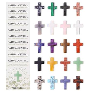 Imagem de DUQGUHO Mini cruzes de cristal de bolso em massa 2,5 cm pequenos cristais em forma de cruz e pedras curativas decoração de parede de cristal decoração de Páscoa 20 peças