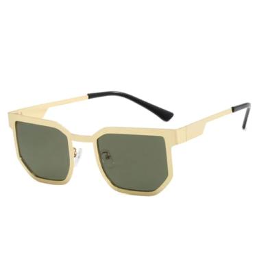 Imagem de Óculos de sol punk metal fashion masculino e feminino, óculos para esportes ao ar livre, viagem, dirigir, pesca, UV400 (dourado e verde)