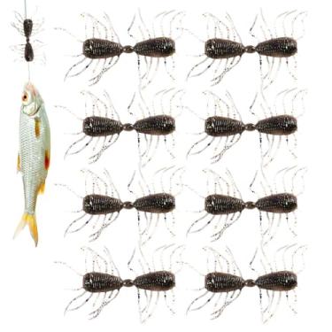 Imagem de Iscas de pesca de robalo, iscas macias de água doce – iscas realistas de silicone para uso de pescadores em água salgada, água doce, rio, lago, banco, barco, costa, poleiro, Walleye, peixe-gato, pike