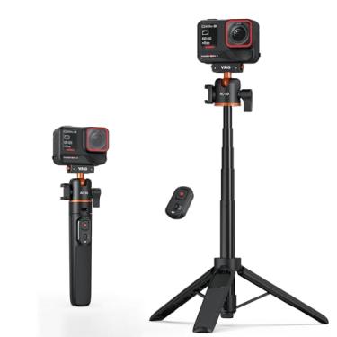Imagem de VRIG Tripé de bastão de selfie AC-50 para Insta 360 Ace Pro/Ace Pro 2/X5 com adaptador magnético de liberação rápida, cabeça esférica de tripé de 360° e suporte de sapata fria, mini haste de extensão