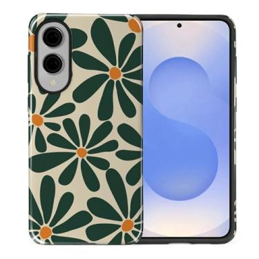 Imagem de CARLOCA Capa para Samsung Galaxy S25 Edge, design floral retrô abstrato verde híbrido proteção dupla TPU macio + PC rígido, à prova de choque, antiarranhões, capa protetora masculina e feminina