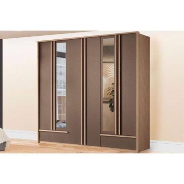 Imagem de Guarda Roupa Casal 6 Portas (2 C/ Espelho) E 5 Gavetas Torino Wood/terracota - Santos Andirá