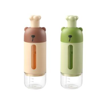 Imagem de Pacote com 2 dispensadores de fermento com copo medidor – Armazenamento de cozinha com botão de pressão para fermento seco ativo, bicarbonato de sódio e especiarias, organizador de cozinha com desenho