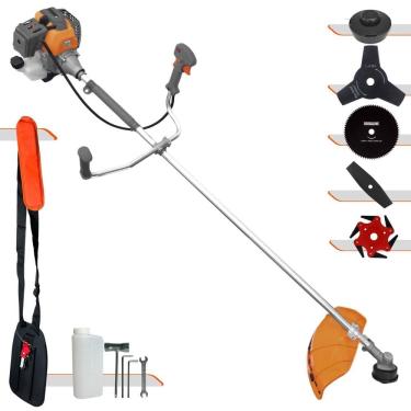 Imagem de Roçadeira Cortador de Grama Tekna RL520P À Gasolina 2T 52cc 2HP Com Carretel + Faca 2 Pontas + Faca 3 Pontas + Faca 6 Pontas e Faca 80 Dentes