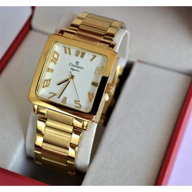 Imagem de Relogio champion feminino quadrado dourado  numeros cn26886h