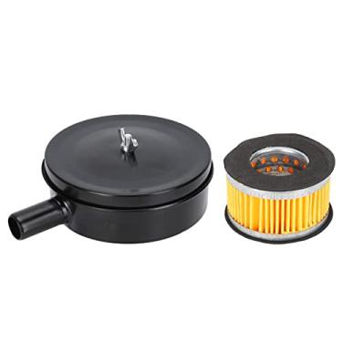 Imagem de Filtro silenciador de compressor de ar Silenciador de ruído preto Alta eficiência durável para sopradores Caldeiras Portas de exaustão Geradores Bombas 20mm Rosca 98mm Diâmetro do ((ferro))