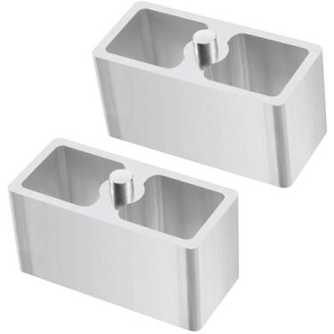 Imagem de Racewill Bloco de rebaixamento de mola universal de 5 cm, pacote com 2 blocos inferiores de alumínio para ajuste de altura de passeio, 12,7 cm de comprimento x 2-1/7.6 cm de largura