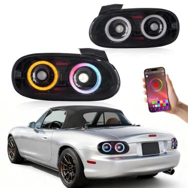 Imagem de Archaic Luzes traseiras compatíveis com Mazda Miata MX-5 conversível 2ª geração NB 1999-2005, com animação de inicialização, refletor embutido, plug&Play, par.