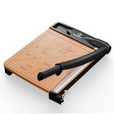 Imagem de Cortador de papel resistente de 30,5 cm, cortador de papel de guilhotina de madeira e aparador de papel, capacidade de 12 a 16 folhas, tábua de corte de papel para sala de aula, artesanato, cartolina