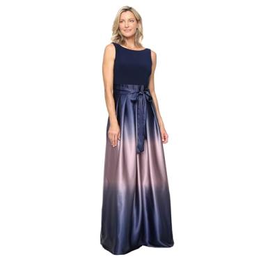 Imagem de S.L. Fashions Vestido feminino longo de cetim sem mangas para mãe da noiva com bolsos, vestido de festa formal, Azul-marinho/malva, 40