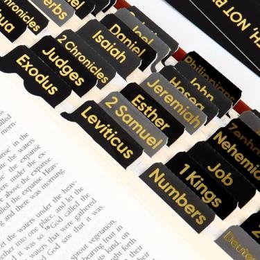 Imagem de Guias bíblicas pretas para homens (folha dourada em relevo) à prova d'água laminadas grandes tabs índice de impressão kit guia de acessórios bíblicos, presentes cristãos de batismo para mulheres, 75