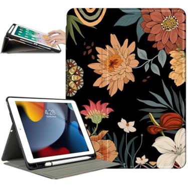 Imagem de Capa para iPad 6ª geração, capa para iPad 5ª geração, capa para iPad Air 2/iPad Air 1ª capa de 9,7 polegadas com suporte para lápis à prova de choque com vários ângulos ajustável, despertar/hibernar
