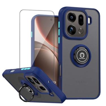 Imagem de QUIETIP Capa para Oppo Find X9 Pro com protetor de tela, anel magnético fosco translúcido para montagem no carro, azul