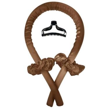 Imagem de Rolos de cabelo para cachos sem calor durante a noite – conjunto de faixa de cabelo com haste de cachos de borracha macia e presilhas de cabelo, fita de laço cacheado de espuma para cabelos longos