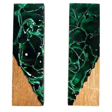 Imagem de Malayan Products | Espaços em branco de escala de faca de resina de madeira híbrida, espaços em branco de cabo de faca de manga acrílica, material de artesanato de ferreiro (verde)