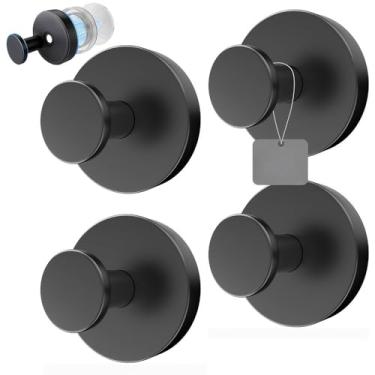 Imagem de Gancho de ventosa resistente, tecnologia de vácuo comporta 6,8 kg em vidro e azulejos, gancho de toalha de aço inoxidável à prova de ferrugem para banheiro (preto fosco)