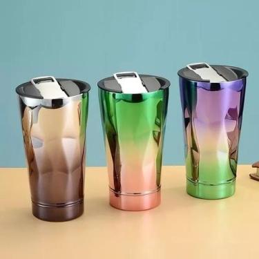 Imagem de Copo Térmico de Aço Inox 550ml 3D Design Diamond com Tampa e abridor -