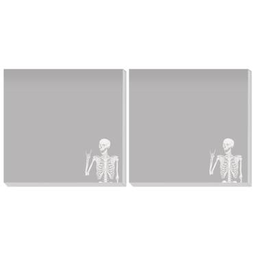 Imagem de TTFZYYDS Pacote com 2 notas adesivas 7,5 x 7,6 cm, forte poder de colagem, fácil de colocar para casa, escritório, 80 folhas/blocos, esqueleto humano crânio 2