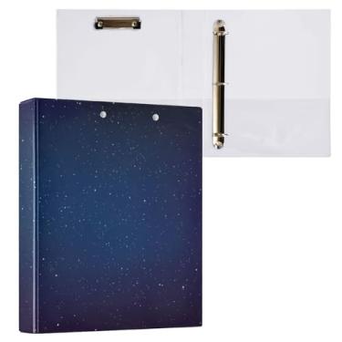 Imagem de Fichário gradiente arco-íris azul escuro céu brilhante estrelas prancheta de 2,5 cm para pasta de arquivo tamanho carta para material de escritório, pacote com 2