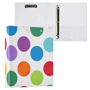 Imagem de Fichário de bolinhas arco-íris prancheta de 3 anéis para fichário de papel tamanho carta organizador para escola e escritório, pacote com 2