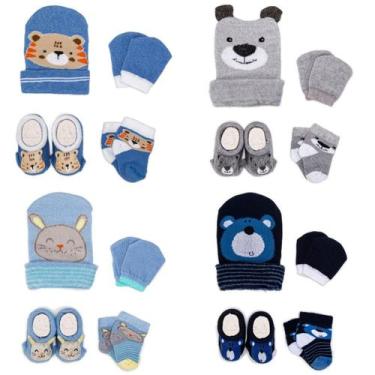 Imagem de 4 Conjunto Bebê Meias Toucas Luvas Pantufas Recém Nascido Enxoval Saíd