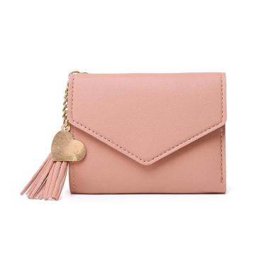 Imagem de Carteira Feminina Pequena Rosa Claro Porta Cartões Docs Pu