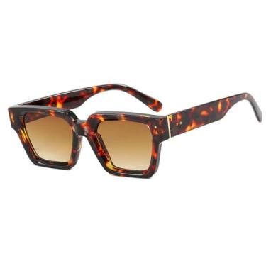 Imagem de Óculos de Sol Jelly Color Gradient Unissex com Proteção UV400 para Esportes ao Ar Livre, Corrida e Ciclismo, Estampa de Leopardo Marrom