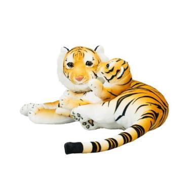 Imagem de Tigre Mãe Filhote Realista 47Cm - Pelúcia - Fofy Toys