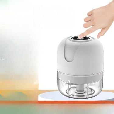 Imagem de Processador de Alimentos Elétrico Mini 250ML - Britador Portátil com Recarga USB, Ideal para Carne e Vegetais, Prático para Cozinha e Viagens (Branco)