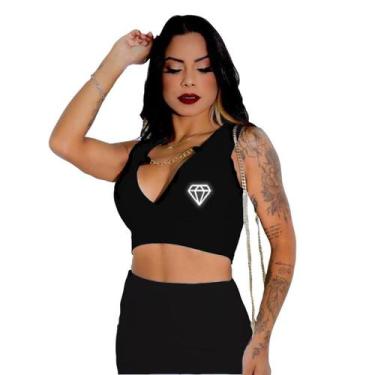 Imagem de Conjunto Cropped com Decote + Saia estampa refletiva - Gringas Model, 