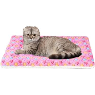 Imagem de Mora Pets Cama de gato para cães ultra macia para animais de estimação com estampa de estrela fofa tapete lavável para cães pequenos e gatos internos reversível de lã para canil para cães 35,5 x 44,5