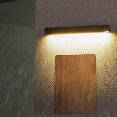 Imagem de GZZBMY Lâmpadas solares LED Lâmpadas de parede ao ar livre IP65 à prova d'água Lâmpada de parede externa moderna minimalista preta sem fio Iluminação de parede Magnética para corredor pátio pátio (luz