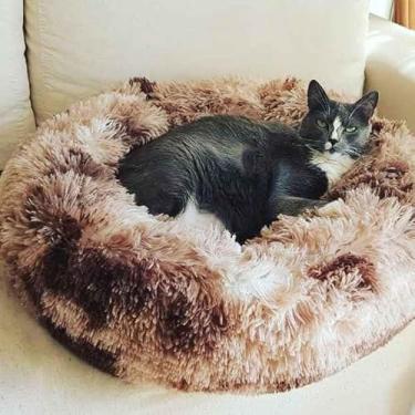 Imagem de Cama Nuvem Pet Antialérgica Tie Dye – Conforto para Cachorros e Gatos de Pequeno e Médio Porte(marrom mesclado,80cm G)