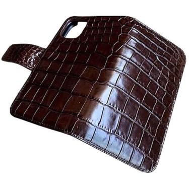 Imagem de EKESA Capa de telefone fólio de negócios de luxo, para Apple iPhone 13/14 Plus/Pro MAX 6.1/6,7 polegadas carteira de couro de crocodilo [porta-cartões] (cor: marrom, tamanho: 14pro)